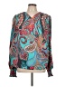 Shein Paisley Teal Long Sleeve Blouse Size L - photo 1