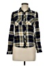 Miss Selfie 100% Rayon Plaid Blue Long Sleeve Button-Down Shirt Size M - photo 1