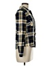 Miss Selfie 100% Rayon Plaid Blue Long Sleeve Button-Down Shirt Size M - photo 4