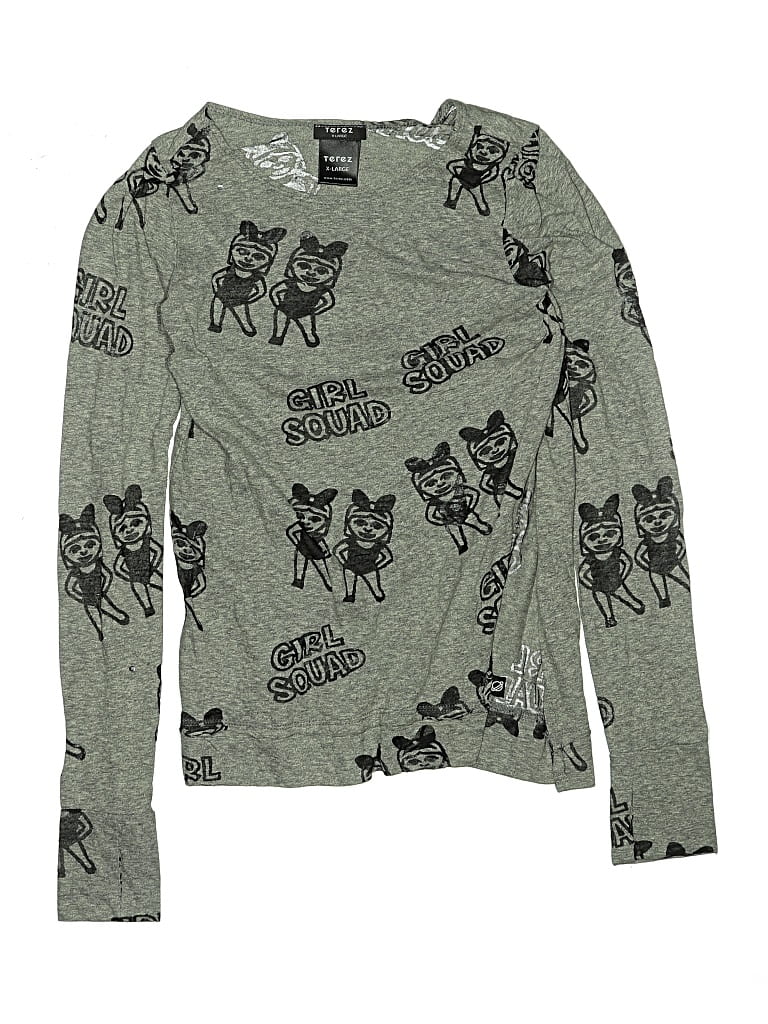 Pre-owned Terez Kids' Long Sleeve Top Gray Crew Neck Tops