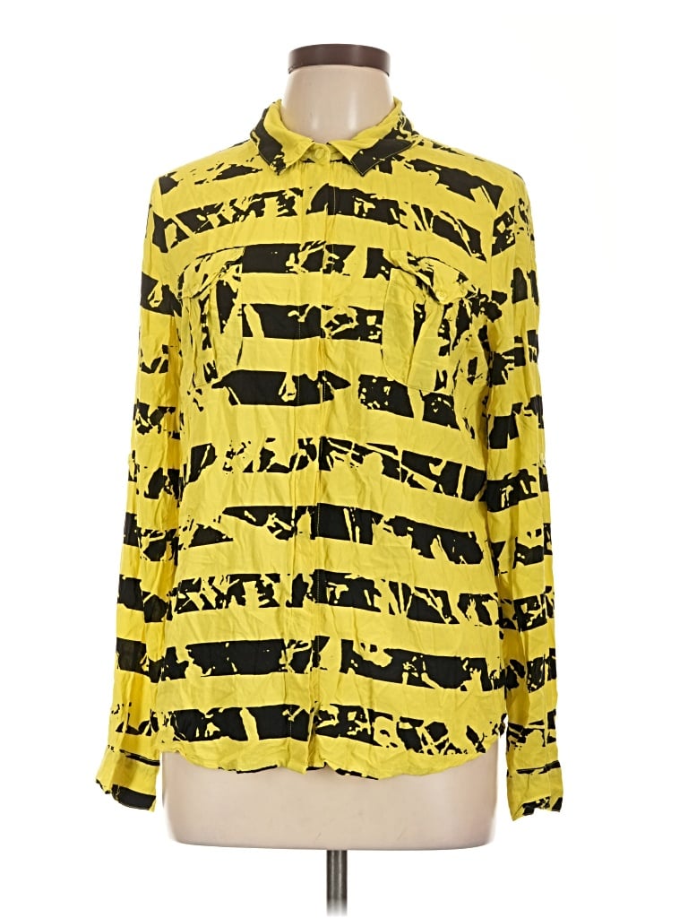 Pre-owned Splendid Long Sleeve Button Down Shirt In Yellow