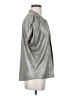 Bishop + Young Metallic Silver Short Sleeve Blouse Size XS - photo 4