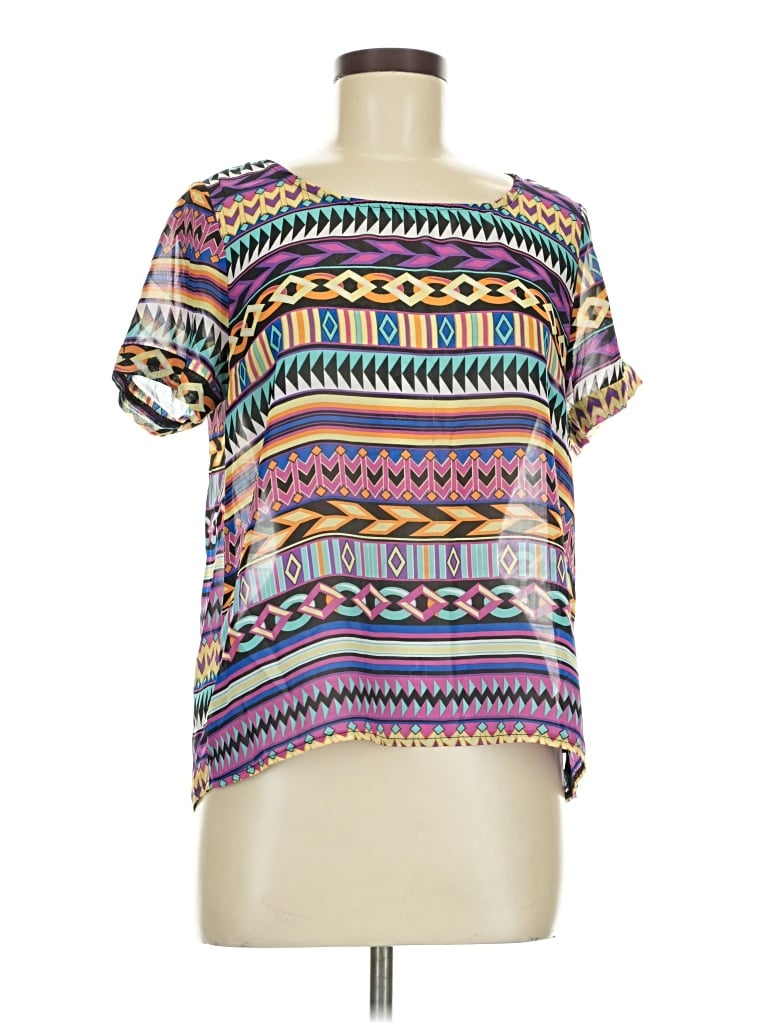 Pre-owned Forever 21 Short Sleeve Blouse In Purple
