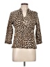 Ruby Rd. Animal Print Brown 3/4 Sleeve Blouse Size L (petite) - photo 1