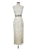 Mac Duggal 100% Polyester Metallic Silver Cocktail Dress Size 2 - photo 1