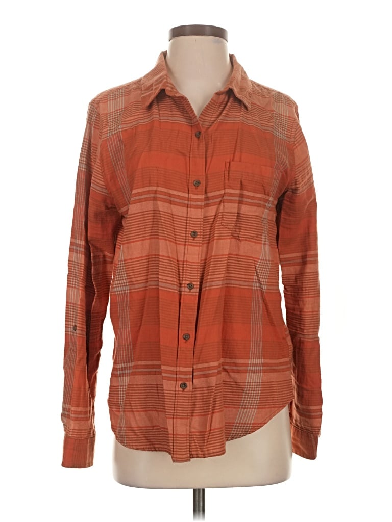 Pre-owned Prana Long Sleeve Button Down Shirt In Orange