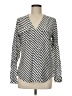 Express Stripes Silver Long Sleeve Blouse Size M - photo 1