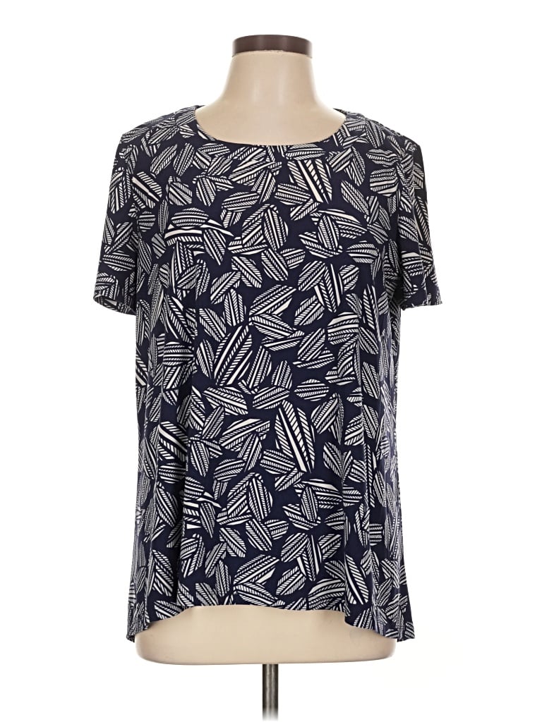 Pre-owned Anne Klein Short Sleeve Blouse In Blue