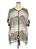 Cj Banks 100% Polyester Animal Print Silver Short Sleeve Blouse Size 1X - photo 1
