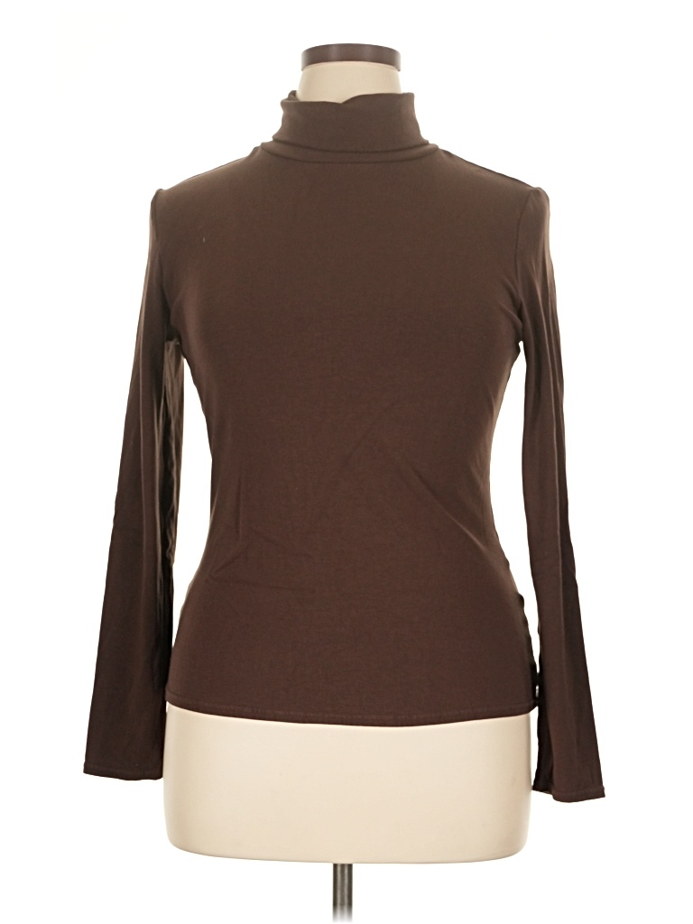 Pre-owned Trendy Queen Long Sleeve Top Brown Turtleneck Tops