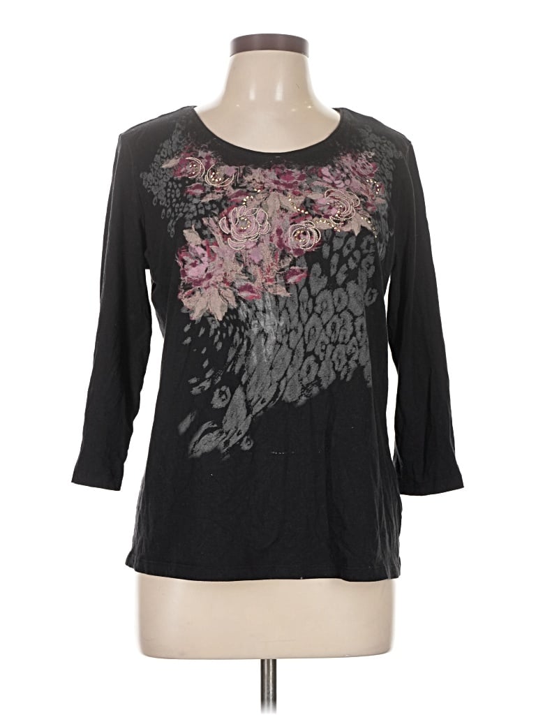 Pre-owned Laura Scott 3/4 Sleeve T-shirt In Black