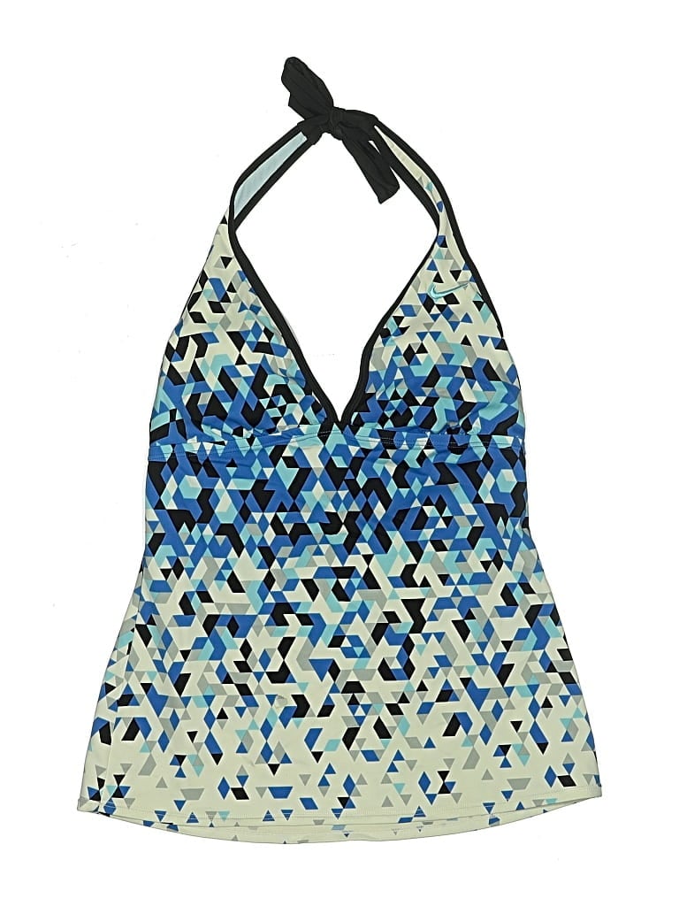 Pre-owned Nike Swimsuit Top Blue Print Pattern Swimwear