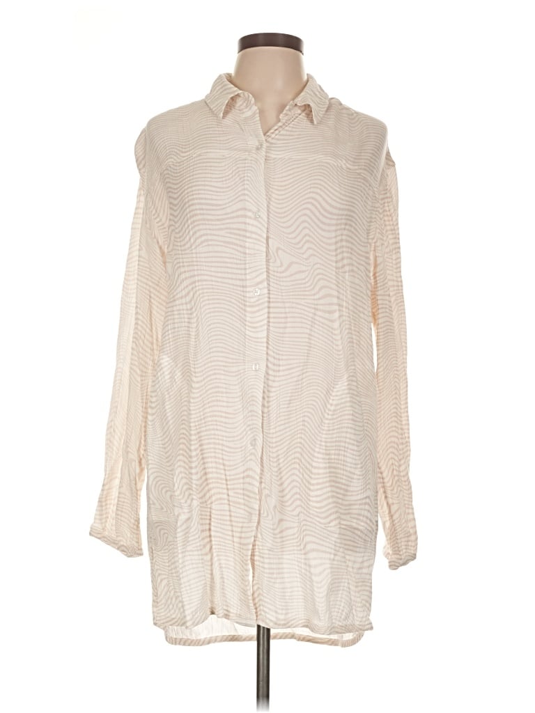 Pre-owned Prana Long Sleeve Blouse In Ivory