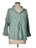 Easel 100% Rayon Green 3/4 Sleeve Button-Down Shirt Size L - photo 1