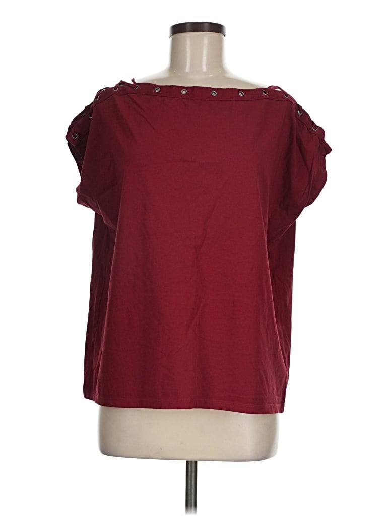 Pre-owned Torrid Short Sleeve Blouse In Burgundy