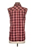 BDG 100% Cotton Plaid Red Sleeveless Button-Down Shirt Size S - photo 2