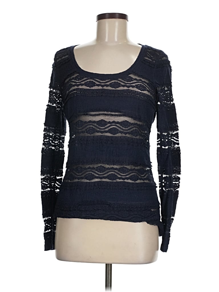 Pre-owned Express Long Sleeve Top Blue Scoop Neck Tops