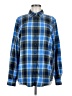 Lands' End 100% Cotton Plaid Blue Long Sleeve Button-Down Shirt Size M (tall) - photo 1