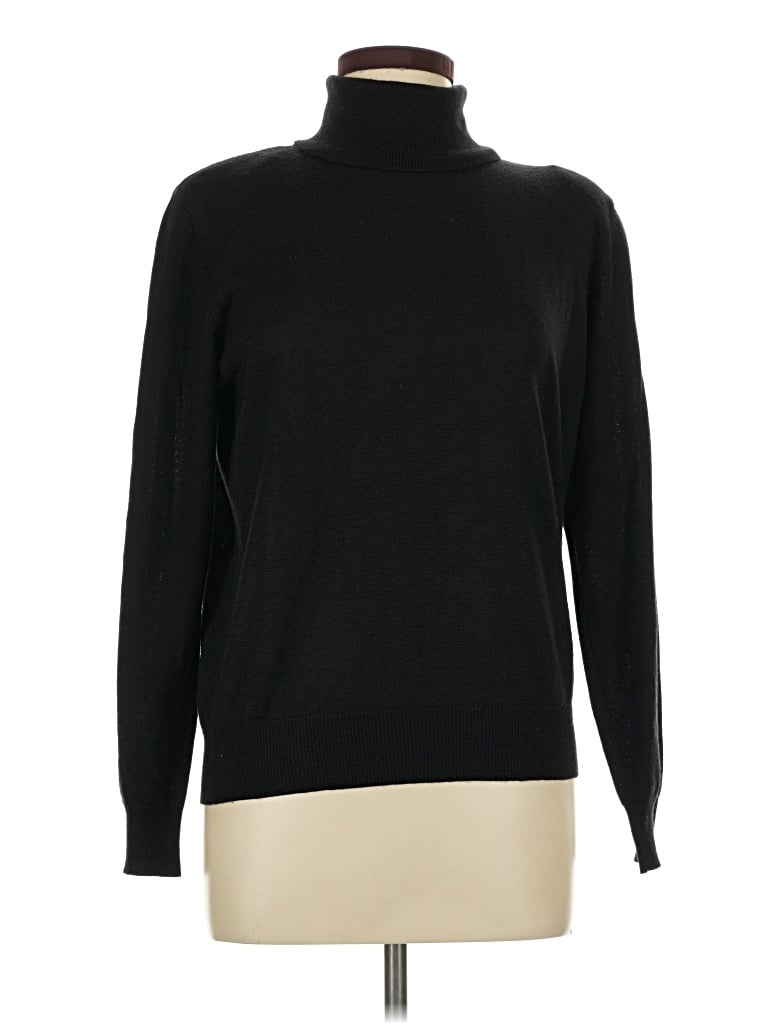 Pre-owned Kasper A.s.l. Long Sleeve Top Black Turtleneck Tops