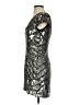 Parker 100% Silk Metallic Silver Cocktail Dress Size 4 - photo 5