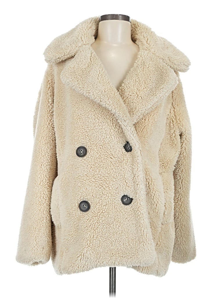 Pre-owned Free People Faux Fur Jacket In Ivory