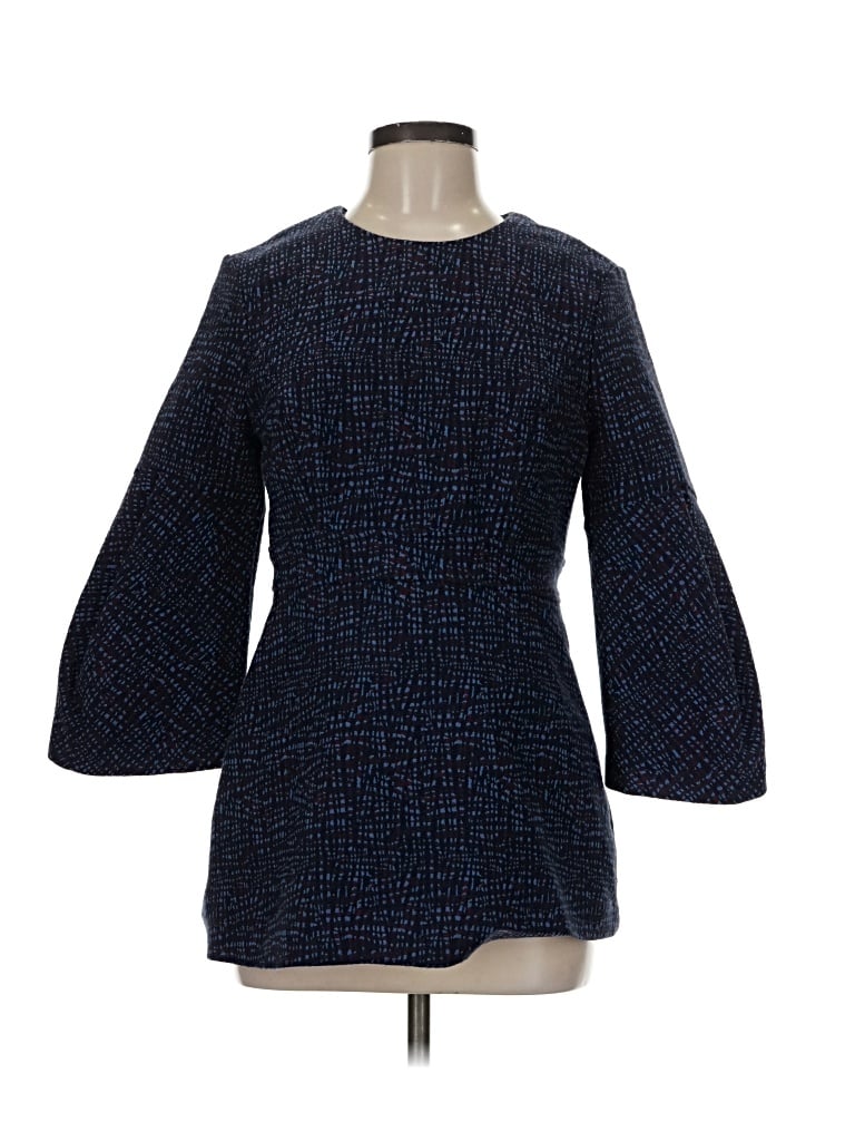 Pre-owned Lela Rose 3/4 Sleeve Top Blue Boatneck Tops