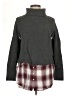 Ann Taylor LOFT 100% Cotton Plaid Gray Turtleneck Sweater Size M - photo 1