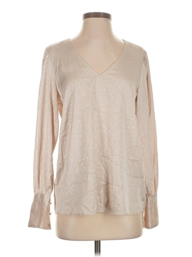 Pre-owned Rachel Zoe Tjx Long Sleeve Blouse In Tan