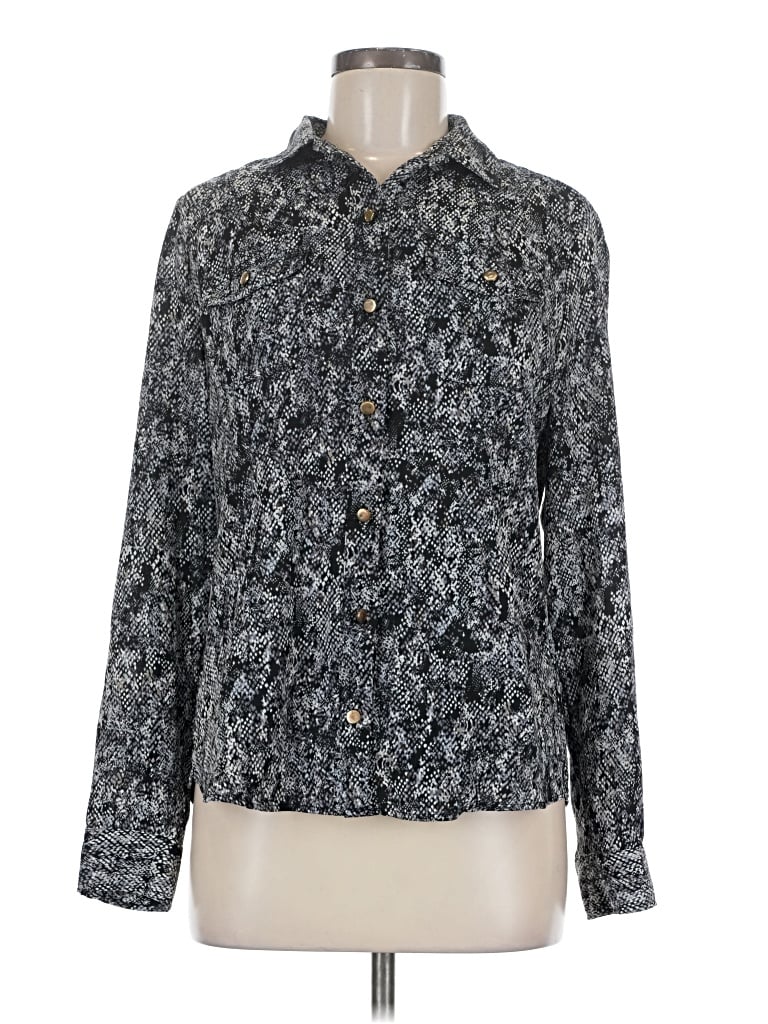 Pre-owned Dana Buchman Long Sleeve Blouse In Gray