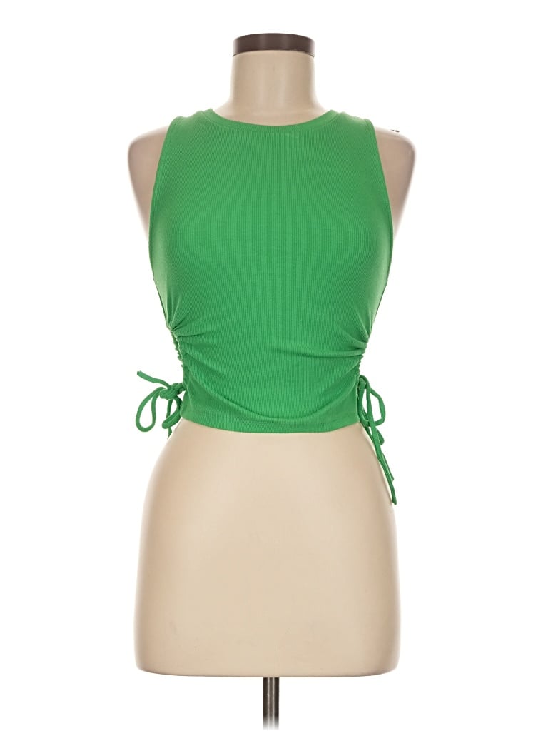 Pre-owned Zara Sleeveless Top Green Halter Neckline Tops