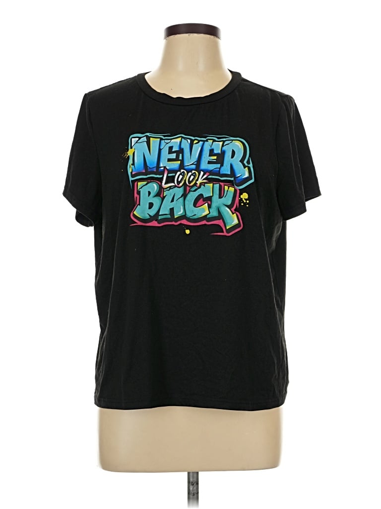 Pre-owned Shein Short Sleeve T-shirt In Black