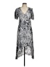 Express 100% Rayon Paisley Silver Casual Dress Size Med Petite - photo 1