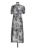 Express 100% Rayon Paisley Silver Casual Dress Size Med Petite - photo 2