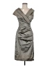 Talbot Runhof Metallic Gray Cocktail Dress Size 8 - photo 1
