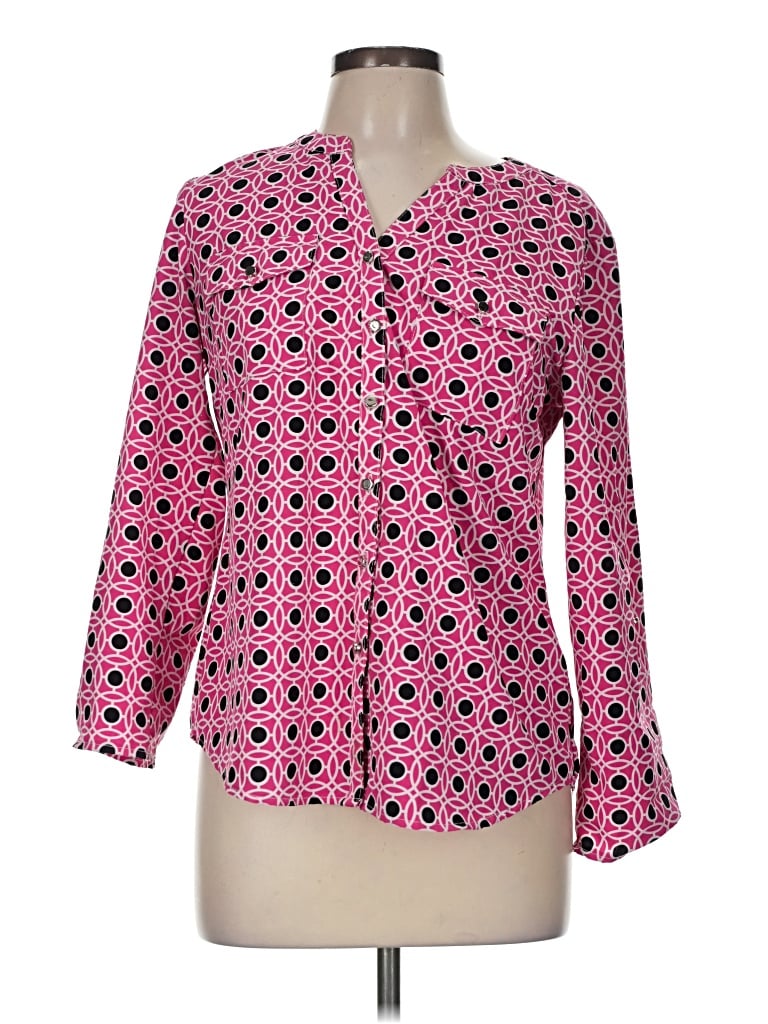 Pre-owned Notations Long Sleeve Blouse In Pink