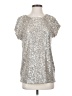Cable & Gauge Metallic Silver Short Sleeve Blouse Size S - photo 1