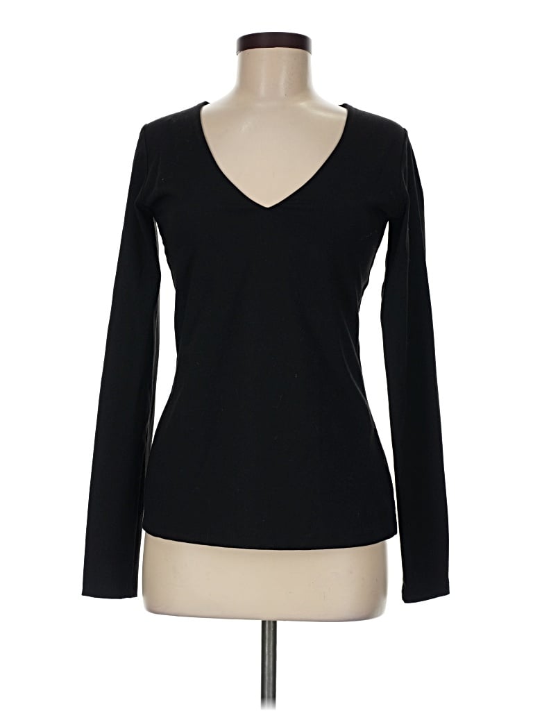 Pre-owned Susana Monaco Long Sleeve Top Black V-neck Tops