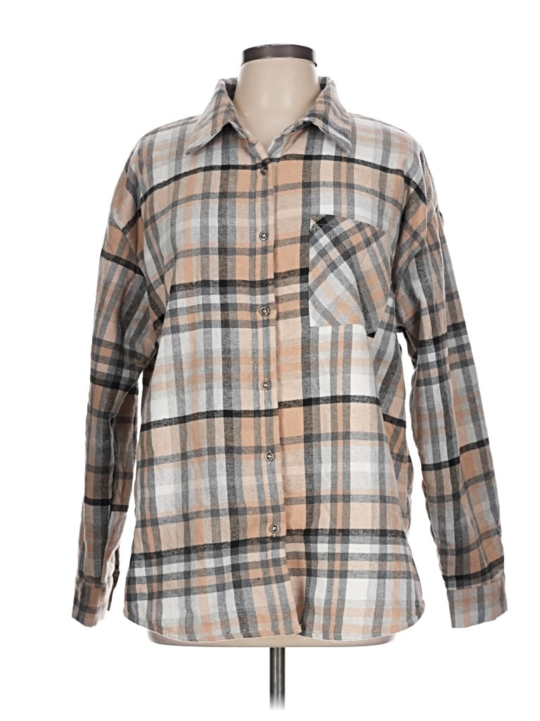 Pre-owned Andree By Unit Long Sleeve Button Down Shirt In Tan