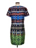 J.Crew 100% Polyester Graphic Blue Casual Dress Size 10 - photo 2