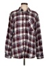 Garage Plaid Burgundy Long Sleeve Blouse Size L - photo 1