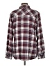 Garage Plaid Burgundy Long Sleeve Blouse Size L - photo 2