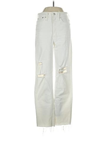 Madewell The Perfect Vintage Straight Jean in Tile White: Ripped-Knee Edition (view 1)