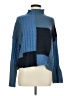 Central Park West Color Block Blue Turtleneck Sweater Size M - photo 1