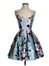 Teeze Me 100% Polyester Floral Blue Cocktail Dress Size 1 - 2 - photo 1