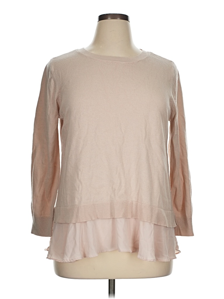Pre-owned Ann Taylor Loft Long Sleeve Blouse In Tan