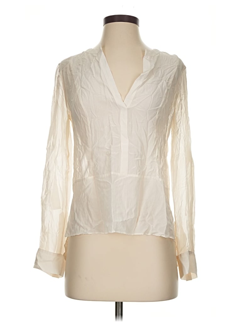 Pre-owned Bcbgmaxazria Long Sleeve Blouse In Ivory