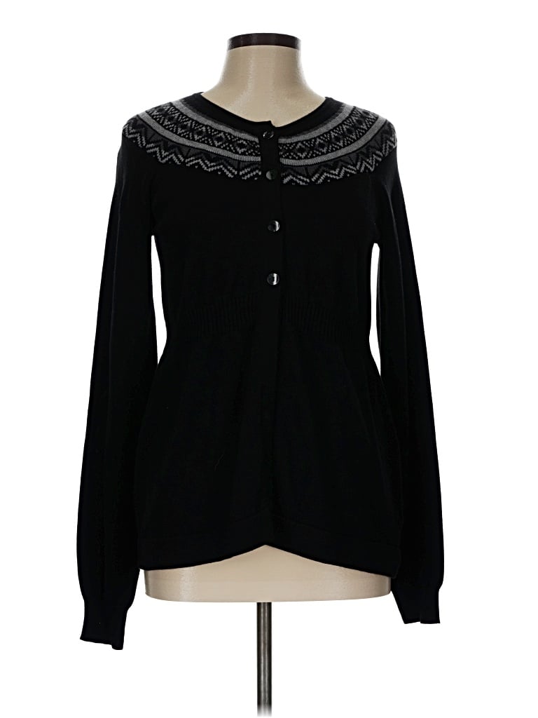 Pre-owned Daisy Fuentes Cardigan Sweater In Black