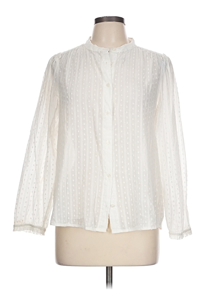 Pre-owned Jcrew Long Sleeve Blouse In Ivory