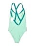Splendid Color Block Green One Piece Swimsuit Size 12 - photo 2