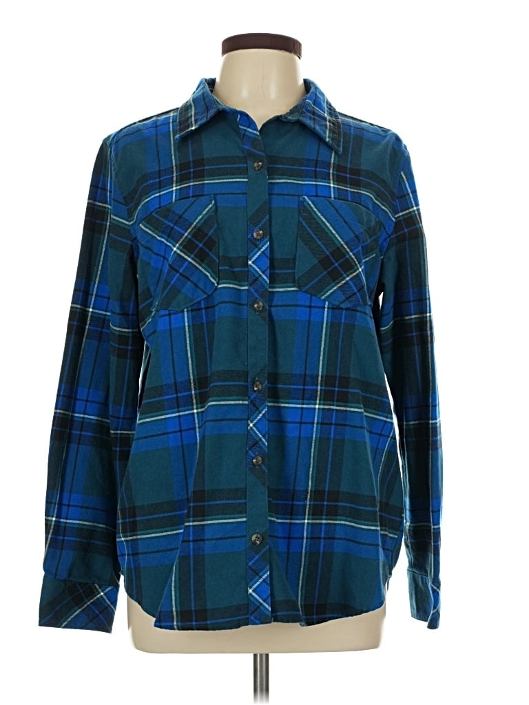Pre-owned Natural Reflections Long Sleeve Button Down Shirt In Blue